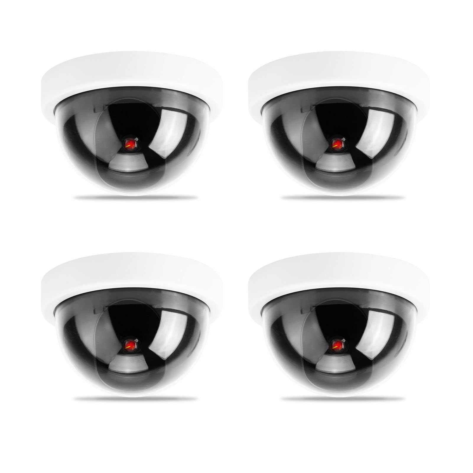 4pcs Dome Simulation Camera Fake CCTV Dummy with Flashing Led Light for Homes & Business Powered by 2"AA Batteries (White)-image-41