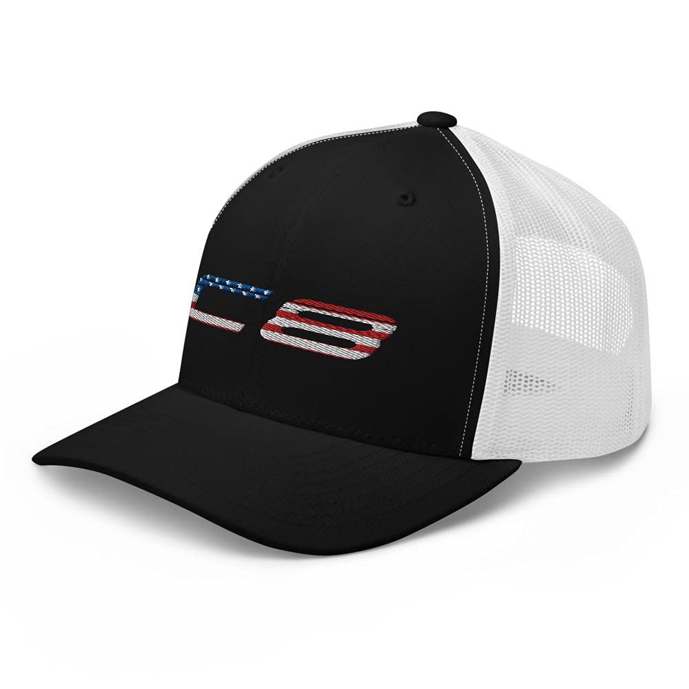 2022 Sports Car C8 - Gorra patriótica con bandera americana, color negro
