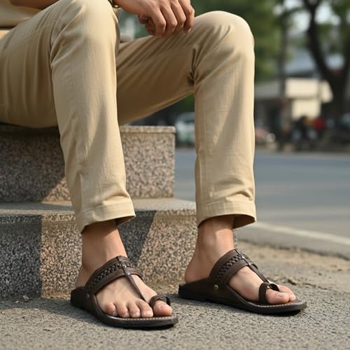 Image of DFR Ethnic Sandals For Boys Men, Comfortable Men's Rajasthani Slipper Chappals