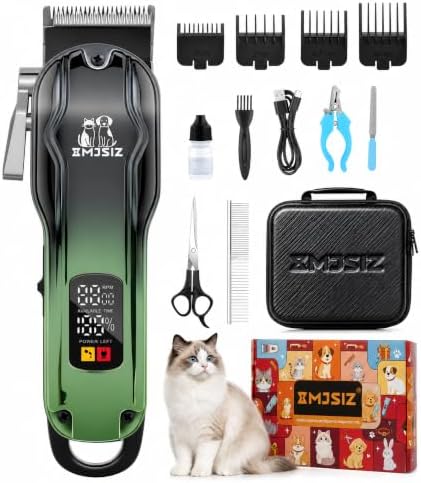 Dog Grooming Kit, Low Noise Cordless Pet Clippers for Dogs & Cats...