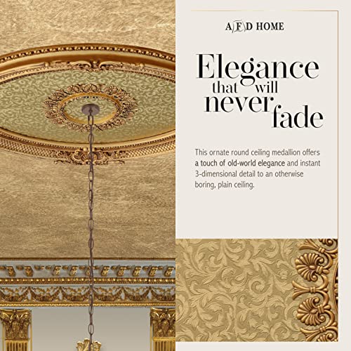 Image of Oval Golden Rocaille Gold Chandelier Ceiling Medallion or Fan Medallion, 43 Inches
