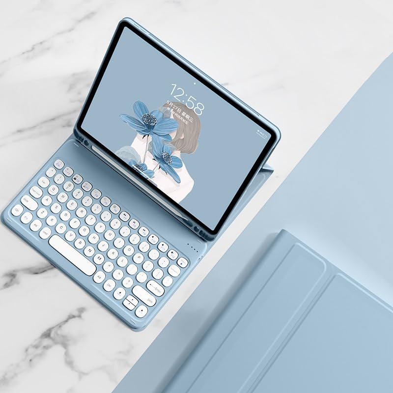 Clavier iPad Pro 11 M5 M4 étui protection bleu touches rondes - 7
