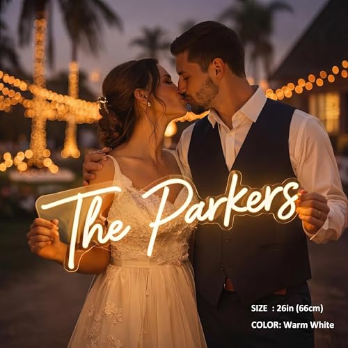 Image of Custom Neon Sign for Wedding, Personalized LED Neon Lights Name Sign, Dimmable Wall Decor for Wedding Reception, Party, Anniversary, Bedroom, Home Decor