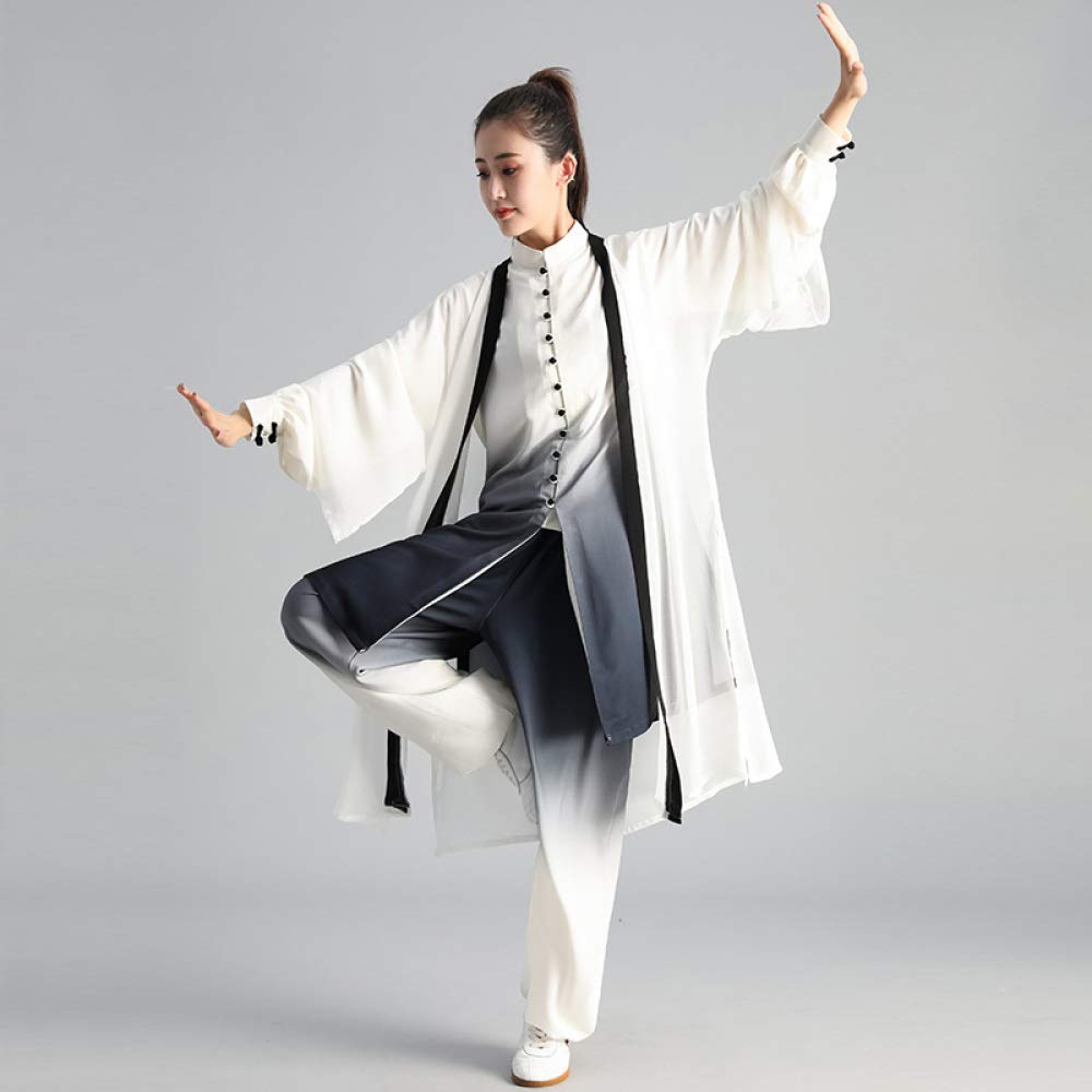 Abbigliamento Tai Chi Abbigliamento Kung Fu Kung Fu Uniformi per Arti Marziali Unisex Wing Chun Shaolin Kung Fu Panni Tradizionali Cinesi per Allenamento Completo Set da 3 Pezzi,OneColor-XXL