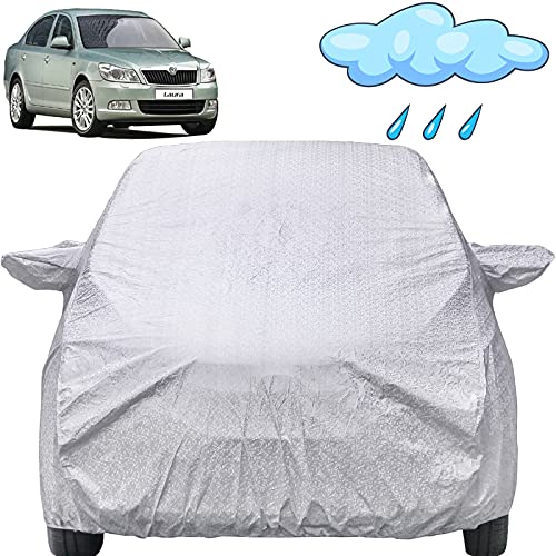 Image of Autofact Waterproof Car Body Cover Compatible with Skoda Laura (2005 to 2013) with Mirror Pockets (Shinning Silver)