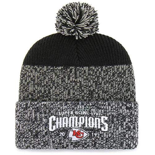 47 Brand Static Fashion Cuff Beanie Mütze mit POM POM - NFL Premium Cuffed Winter Knit Toque Cap, Herren, schwarz, Einheitsgröße