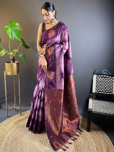 Image of SGF11 Women's Kanjivaram Pure Soft Silk Saree With Unstitched Blouse Piece