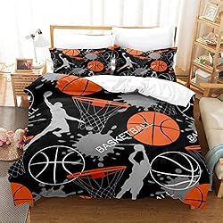 Colchas Adolescentes HNHDDZ Juego de Funda nórdica Cama 90 Baloncesto Dibujos Animados Carta Estilo Deportivo 3D Atleta Trapecio Ropa de Cama Niños Chico Adolescente Funda de edredón 150x220 y 1 Funda de Almohada