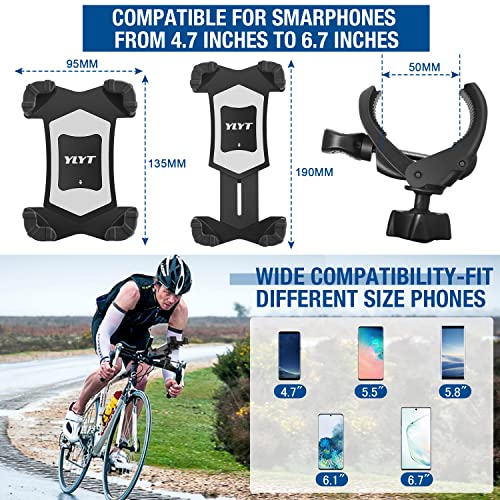 Ylyt A1 Bike Phone Holder, Motorcycle Phone Mount – Bicycle Handlebar Cell Phone Clamp, Scooter Phone Clip For Iphone 14 Plus Pro Max, 13 Pro Max, Galaxy S22， S21，And 4.7-6.8 Inches Smartphones #TOP5