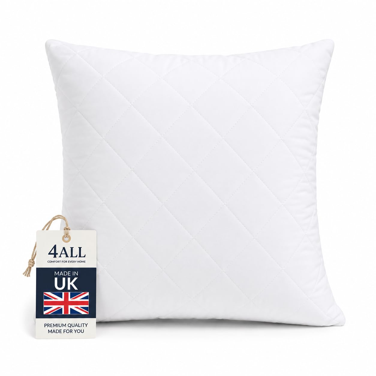 4All Quilted Cushion Inserts – Premium Hollow Fibre Cushion Pads with Soft Cover, Fluffy Square Pillow Inserts for Sofa & Bed, Supportive Cushion Filling, Multiple Sizes (45x45cm(18X18), 1)