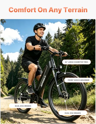 Image of Electric Bike for Adults, 1500W Peak E bike with 48V 12Ah Internal Removable Battery, 26 inch Electric Bicycle Up to 25MPH, 65 Miles Long Range, 5 Modes & 7 Speeds, Lightweight Cruiser E-bike for Commute