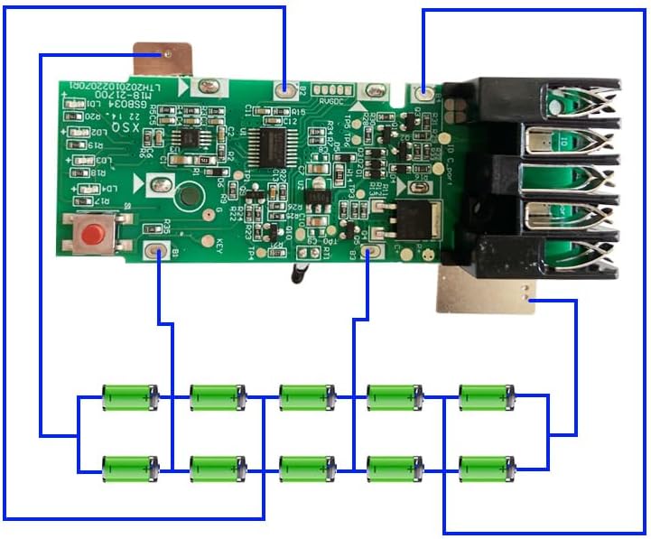 Miniatura 2 de Janllenton Placa de circuito de protección de carga de batería PCB de 18 V 10 celdas 21700 para Milwaukee M18 6.0 Ah, paquetes de baterías de 8.0 Ah