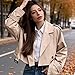 Generisch Trenchcoat Damen Kurz Revers Zweireiher Cropped Windjacke, Mantel Klassische Einfarbig Jacke Winddichter Übergangsmantel Jacke Casual Langarm Zweireiher Kurz Trenchcoat mit Gürtel