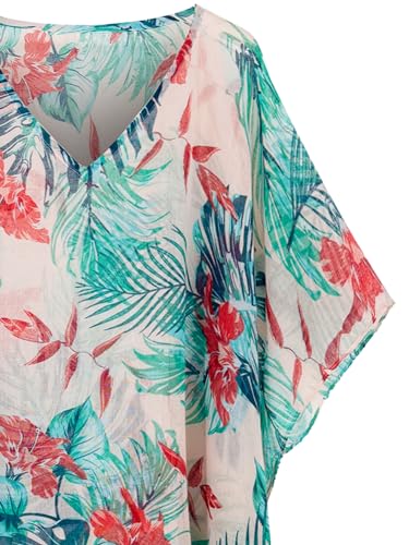Moss Rose Women's Beach Cover up Swimsuit Kimono Cardigan with Bohemian Floral Print B Green