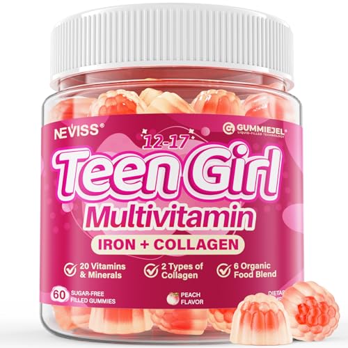 Methylated Multivitamin Gummies for Teen Girls 12-17 Methylfolate Iron Collagen D3 K2 Magnesium Zinc Daily Vitamins A C E B Complex for Teenager Growth Skin Bone Energy - Sugar Free 60 Cts