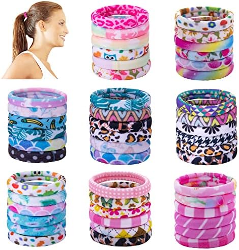 Hair Ties for Women 48Pcs Ties for Thick Heavy or Curly Hair-No Slip Seamless Ponytail Holders-Hair Ties for Girls-Long Lasting Braids- Elastic Hair Ties Accessories for Girls (A-multi-color 48 PCS) (A-multi-color 48pcs)