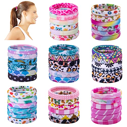 Hair Ties for Women 48Pcs Ties for Thick Heavy or Curly Hair-No Slip Seamless Ponytail Holders-Hair Ties for Girls-Long Lasting Braids- Elastic Hair Ties Accessories for Girls(A-multi-color 48pcs)