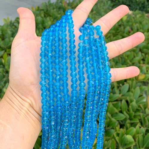 Image of 700pcs Czech Faceted Rondelle Crystal Glass Beads 8mm Bulk Aquamarine Blue