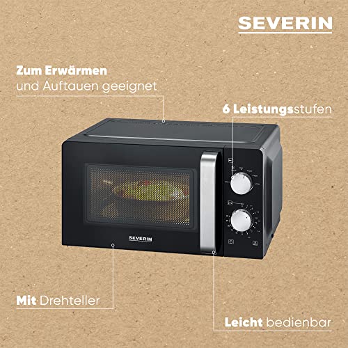 Severin Mikrowelle Solo, zum Auftauen und Erhitzen, Mikrowellengerät mit Drehteller für...