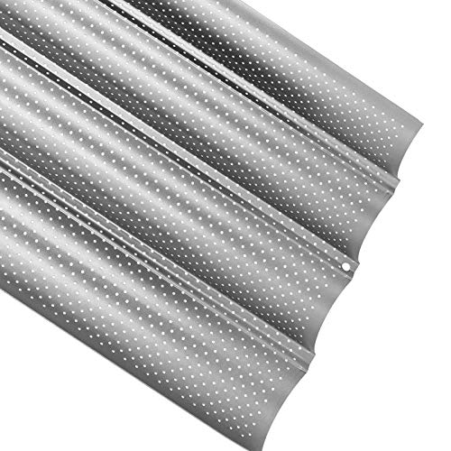 Psytfei Mold Baguette Mold Stainless Steel Silver Nonstick Multigrooves Waves French Bread Pan Baguette Baking Cooking Tray Mold Kitchen Tool(Four Grooves) #TOP6