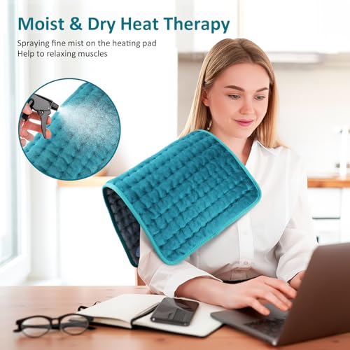 Image of Heating pad for Back /Shoulder /Neck /Abdomen, Heating Pads with 6 Fast Heating Settings, Auto-Off, Machine Wash, Birthday Gifts for Women Mom Men Dad, Extra Large 12 inchx24 inch, Blue