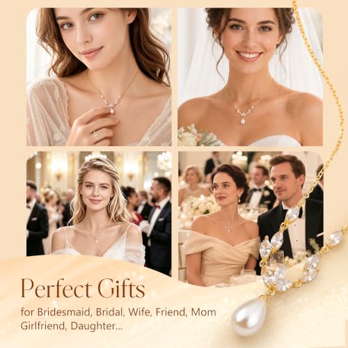 Image of SmileBelle Pearl Necklaces for Women 14k Gold Pearl Pendant Dainty