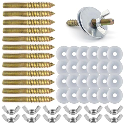12 Sets Bird Cage Screws Bird Perch Stand Platform Accessories 24 Washers 12 Screws 12 Wing Nuts Hardware for Fixing Bird Playground Perch Food Bowls Feeder Breeding Box