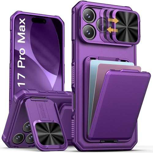 Image of SSLOTSCASE for iPhone 17 Pro Max Case with Card Holder, Dark Purple