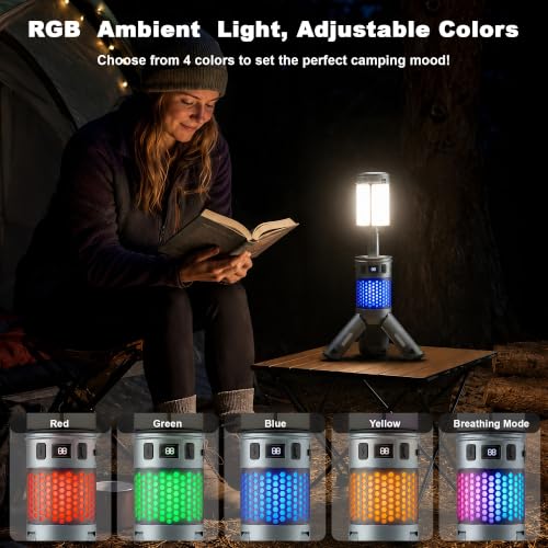 Camping Lights, Rechargeable Telescopic Camping Lights with Stand,12000mAh Camping Lanterns & Lights with RGB, Magnetic Base, Portable Flashlights for Camping, Hiking, Emergency - image 7