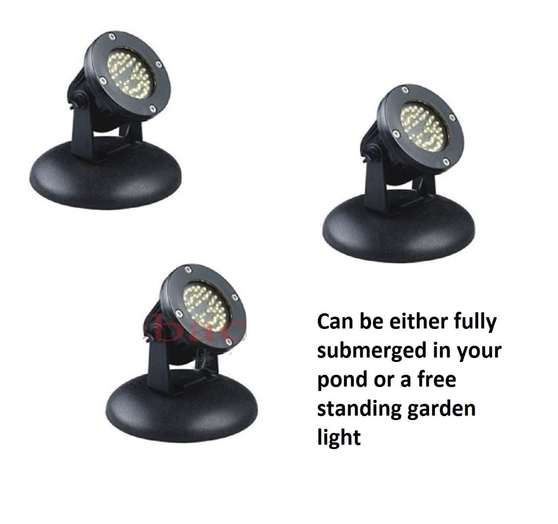 Jebao - Set di 3 luci LED per laghetto e patio da giardino, 12 V, LED x 36