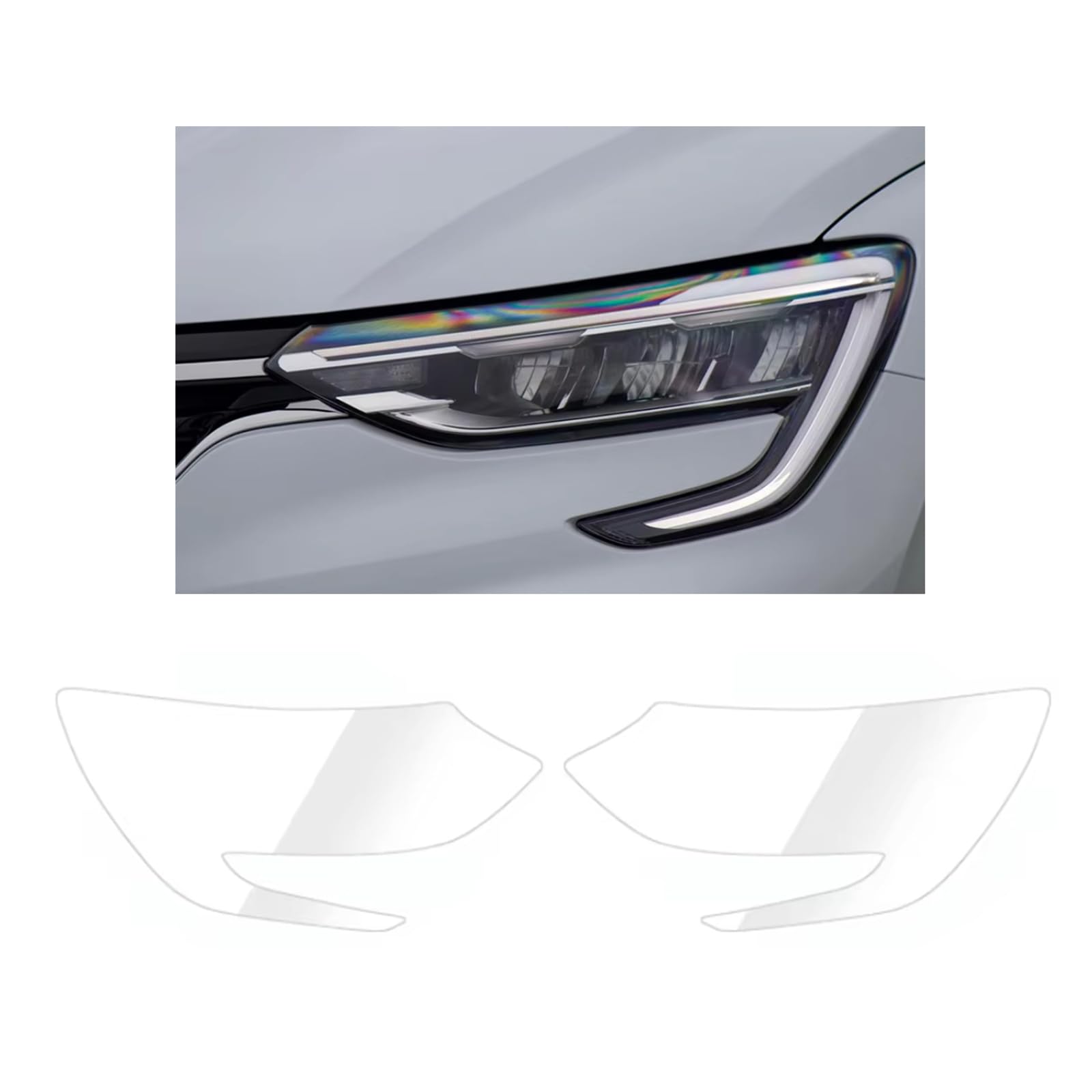 Headlight Film for Renault Arkana 2019-2026, 1Set Transparent/Smoke Black Car Headlight TPU Protective Film