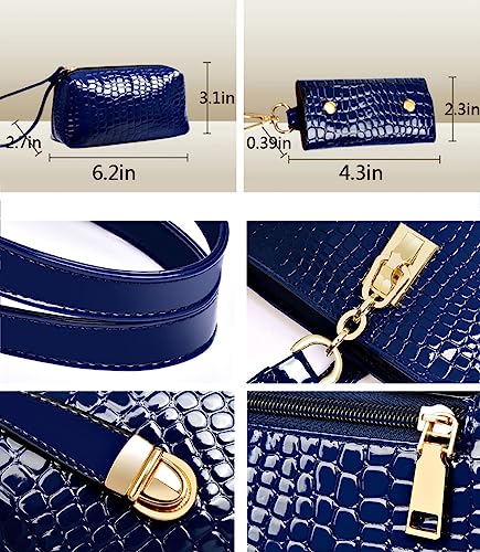 Set de 6 bolsos y carteras para mujer: totes, satchel, bandolera y clutch, en poliuretano, color rosa miniatura 3