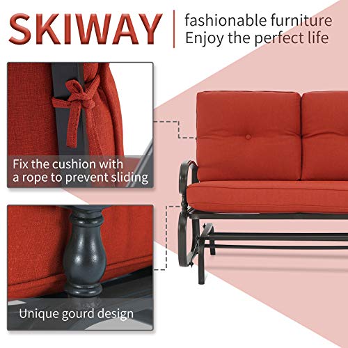 image for Omelaza Outdoor Swing Glider Rocking Bench, Garden Loveseat Chair, Pat