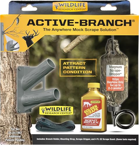 Wildlife Research Center Active-Branch Mock Scrape Kit para caza de ciervos de cola blanca, incluye aroma Golden Scrape Premium Scrape