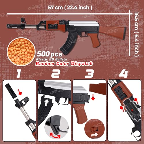 Image of Zest 4 Toyz Ak 47 Toy Shooting Gun for Kids with Laser Light with 500 Bullets Sniper Guns /Rifle Guns /Machine Gun Toy (Pack of 1)