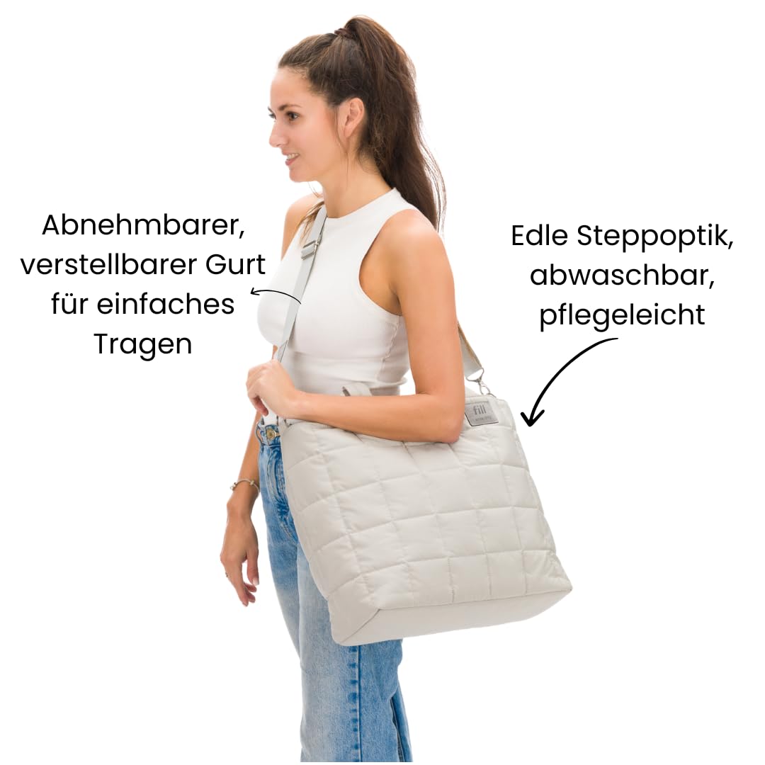 Fillikid Wickeltasche Kinderwagen Organizer Exclusiv | Wickeltasche Organizer, Weekender Damen | Elegante Steppoptik, Kinderwagenhaken, Flaschenwärmer | Windeltasche mit Wickelunterlage für unterwegs