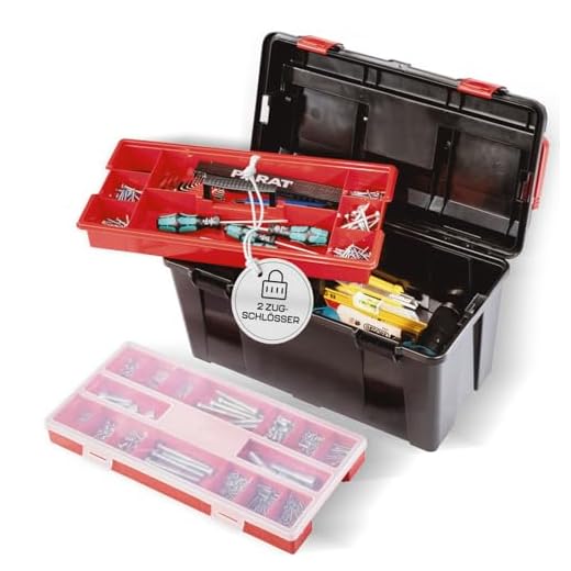 Parat Profi-Line Werkzeug-Box Allround L (ohne Inhalt, schwarz, herausnehmbares Kleinteilemagazin, Volumen: 21 l, BxTxH 730 mm x 260 mm x 490 mm) 5812000391