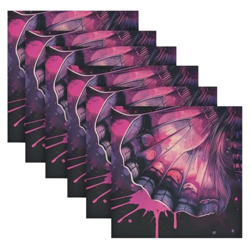 Servilletas de Tela Mariposa Acuarela Morado Paquete 6 miniatura 2