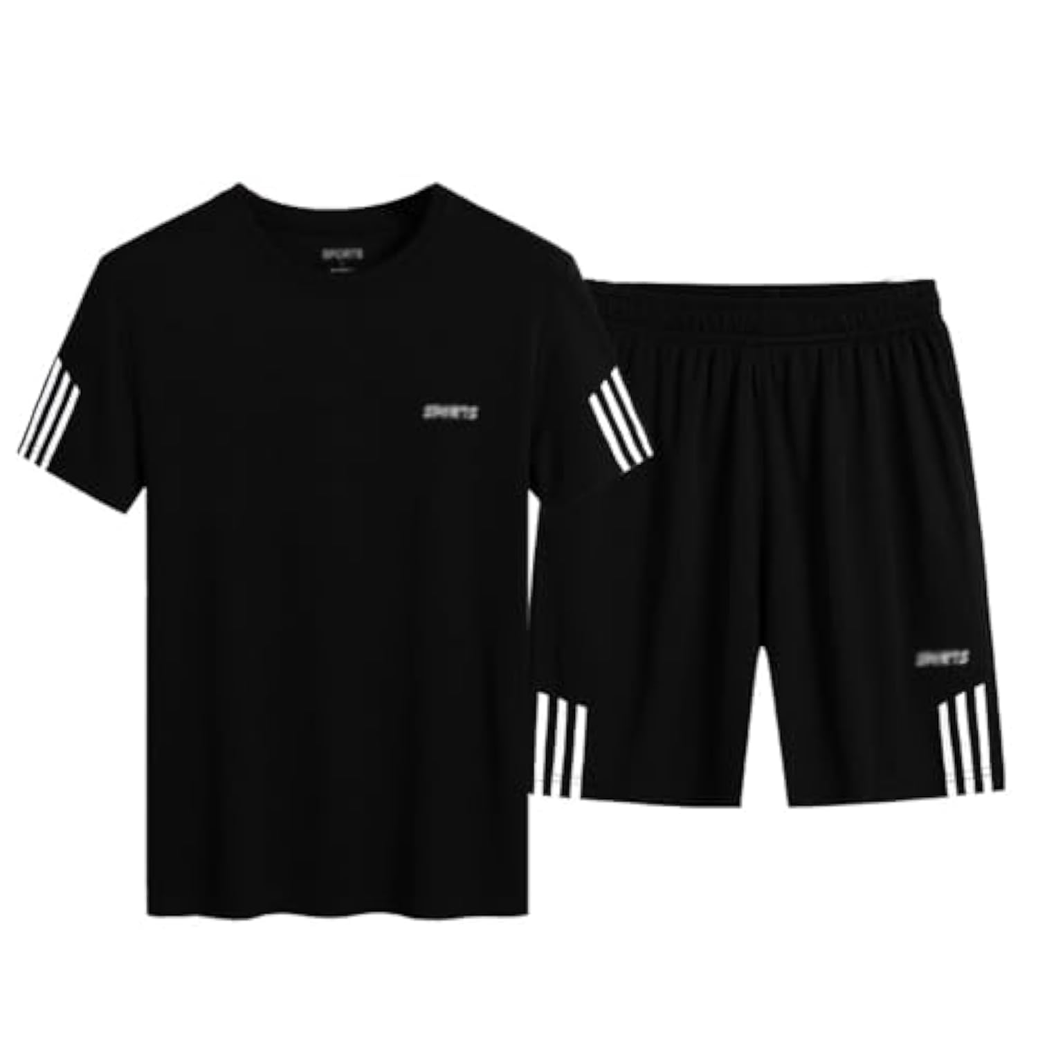 Men 2 Piece Outfits Sports Suit Men's Summer Casual Solid Color Round Neck Short-Sleeved T-Shirt & Shorts Set Short Sleeve And Shorts Comfy Running Jogging Athletic Sports Set For Men - L