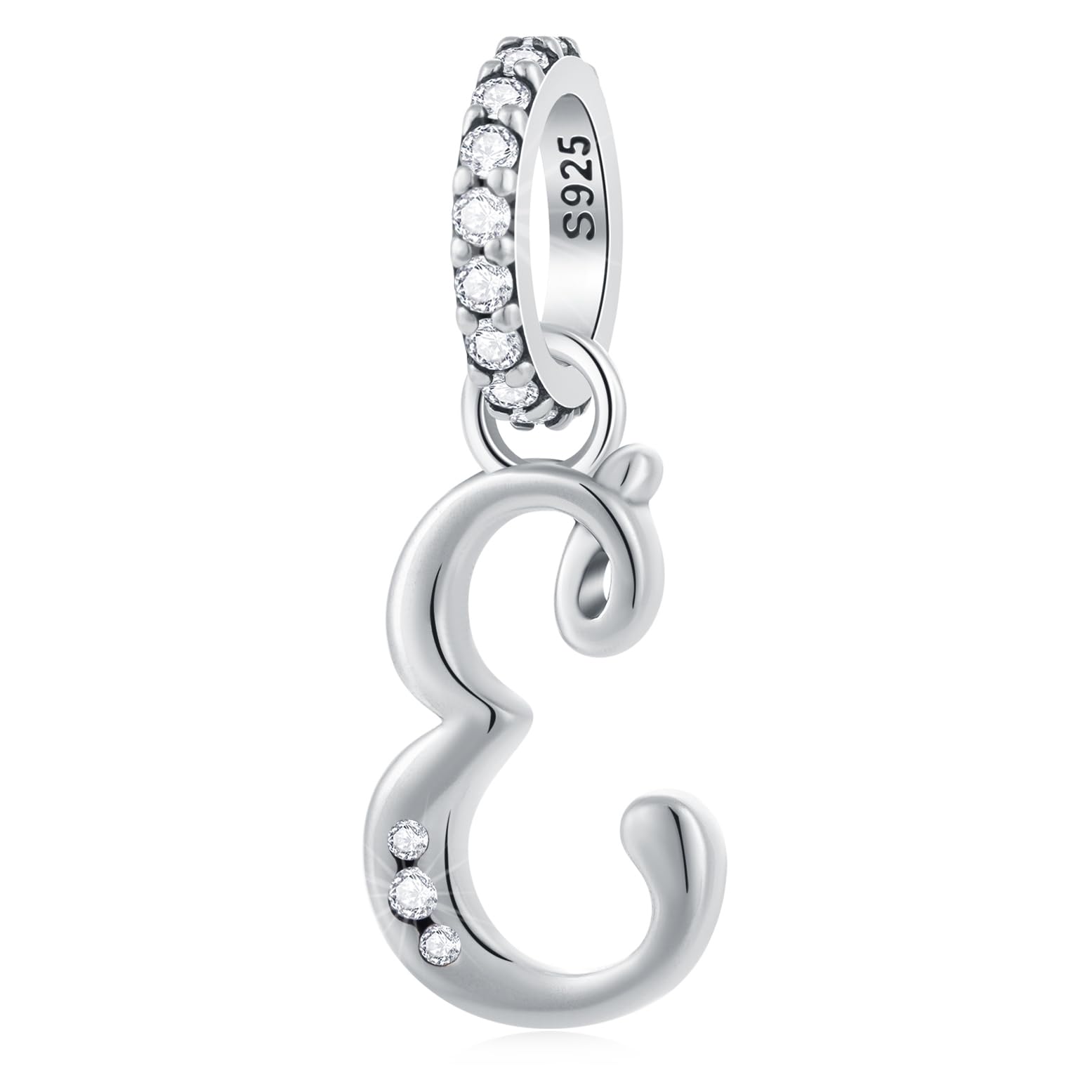 GLOWDAS Letter Charms Initial A to Z Necklace Pendant 925 Sterling Silver Alphabet Beads and Ampersand Charm fit