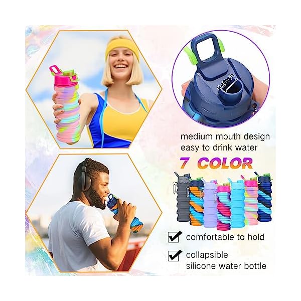 Sunnyray 20 Pack Collapsible Water Bottles Bulk Foldable Water Bottles 17oz Silicone Portable Leak Proof Reusable Sports with Clip for Travel Hiking Camping Outdoor(Camouflage) - Image 5