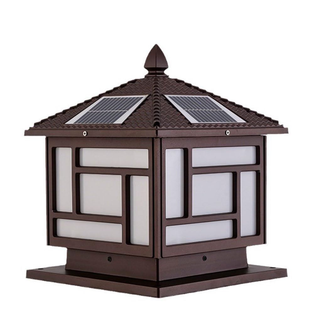 KUEYANB Solar-Powered Post Light Retro Style Garden Villa Lighting Fixture Waterproof Courtyard Garden Villa Gate Pillar Lamp Wet Location Rated Terrace Column Lamp Solar Powered Retro Home Lighting