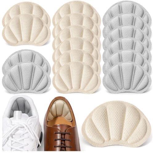 Image of Shoe Heel Inserts, 16 Pcs Mesh Self-Adhesive Heel Cushion Pads for Back of Heel, Heel Cushion Inserts Prevent Shoes Too Big for Women Men, White Gray