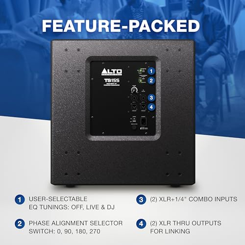 Image of Alto TS15S 2500W 15 inch Subwoofer, Powered PA Speaker with 6 Selectable DSP Modes, Easy Setup, 132 dB, 3 inch Voice Coil, Superior Bass