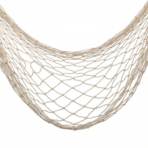 YYHCC 150 cm x 200 cm - Filet de pêche - Décoration murale - Grand format - Maille décorative - Décoration maritime - Beige