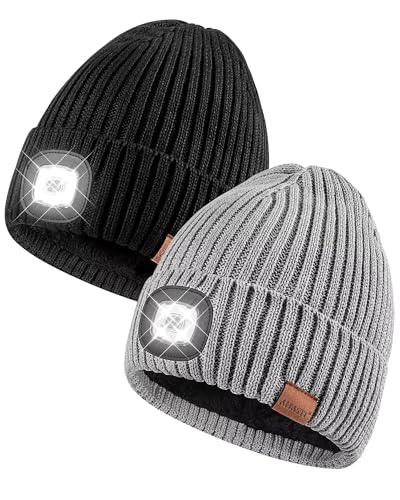 Beanie with Light for Men 2 Pack, Hat with Light...
