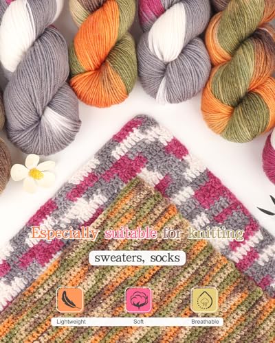 Image of Katech 3 Pack Wool Yarn for Crocheting-Sock Yarn for Knitting-Magenta