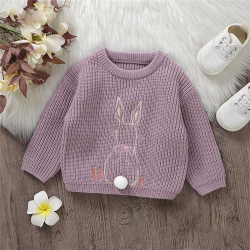 Toddler Baby Boys Girls Knitted Sweater Bunny Embroidery Long Sleeve Crewneck Pullover Winter Thermal Warm Top2