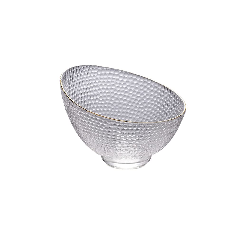 WOTZOV Salad Fruit Bowl Household Glass Salad Bowl Phnom Penh Dessert Bowl Fruit Bowl Oblique Plate Transparent Glass Bowl Black Tableware Ramen Bowl，D2pc