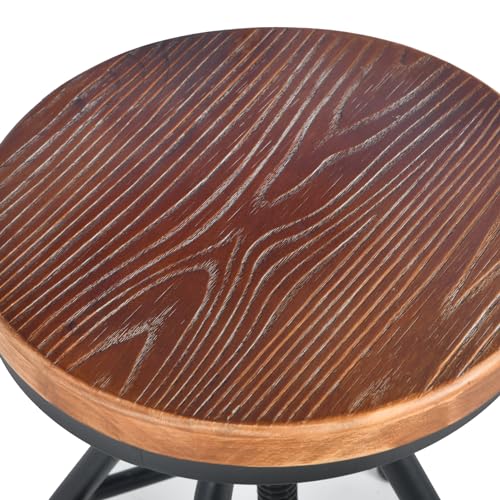 Set de 2 Butacas Industrial con asiento de madera maciza y estructura de hierro negro miniatura 5